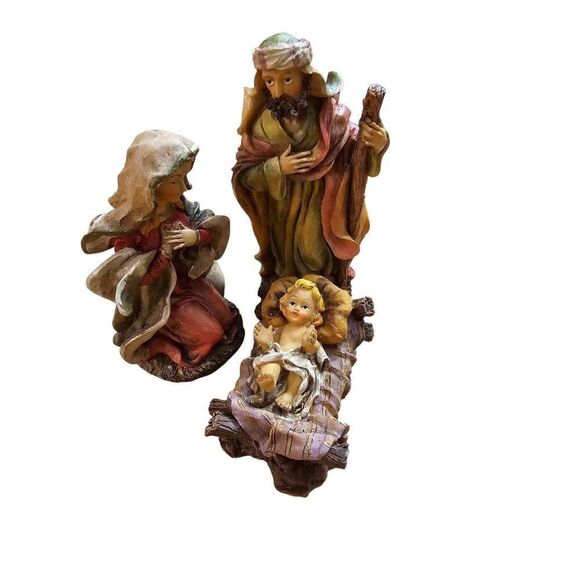 Nativity Figurines Three Joseph Mary Baby Jesus Excellent Condition - Picture 1 of 10